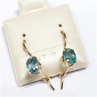 $250 14 KT Gold Aquamarine Earrings