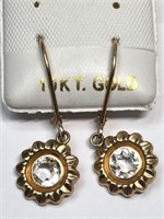 $280 10 KT Gold Genuine Aquamarine Earrings