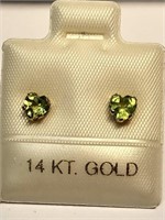 $200 14 KT Gold Peridot Earrings