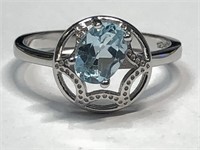 $200 Silver Aquamarine Ring (app 3g)