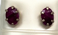 $100 Silver Genuine Ruby Earrings