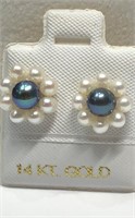$160 14 KT Gold Fresh Water Pearl Earrings