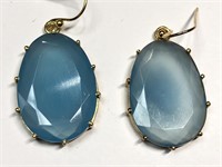 $500 Silver Gold Plated Chalcedony Earrings (app 1