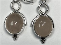 $200 Silver Rose Quartz Earrings (app 7g)