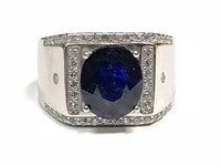 $500 Silver Sapphire and CZ Ring (app 12g)