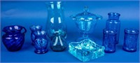 Lot of Vintage Blue Glass