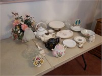 Table full of Decorative pieces/Tea pots etc