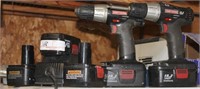 2 Craftsman 19.2V drill w/total of 5 batteries