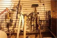 Asstd tools & hardware lot on slat wall