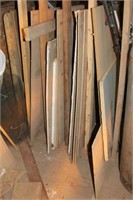 10 asstd sheets of plywood in rack