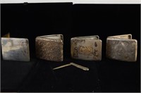 Collection of Sterling Cigarette Cases & knife