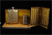 Collection of Vintage Sterling Cig case, match +