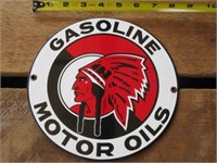 Red Indian Gasoline Motor Oils Porcelain Sign
