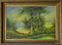 Landscape Oil Painting in Gold Frame