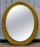 Hanging Oval Mirror in Ornate Gold Frame