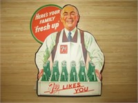 1948 7 UP Likes You Cardboard Sign NOS