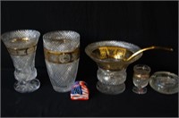 Vintage Cut Glass with gold overlay 6pcs