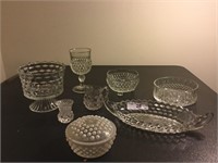 Vintage Inverted Diamond Pattern Glass Lot