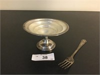 Vintage Sterling Silver Compote Bowl & Fork