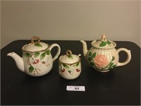 (2) Teapots & (1) Covered Sugar Bowl