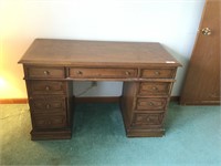 Eight Drawer Wood Desk
