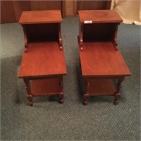 Pair Maple Early American End Tables Reagan