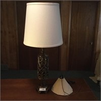 Ornate Metal Lamp & Homemade Hanging Lamp