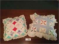 (2) Cathedral Window Handmade Pillows