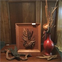 Red Clay Pitcher, Rustic 3-D Picture  & Driftwood