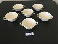 (6) White Ironstone 2 Handled Cream Soup Bowls