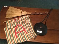 Fireplace Handmade Broom, Popcorn Popper & Log Car
