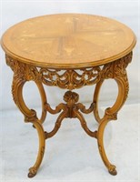 French carved round lamp table