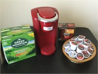 Red Keurig Coffee Maker with Coffee