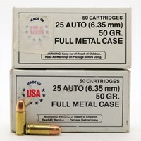 90rds WIN 25 AUTO 50gr. Full Metal Case Cartridges