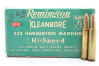 18rds Remington 222 Rem Mag 55 gr. Cartridges