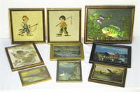 9 Fishing & Hunting Collectible Pictures