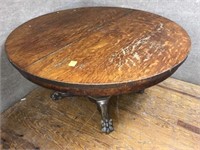 Oak circular extension table w/ claw feet