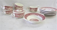 15 Pieces of PInk Willow Ware by Royal China Set