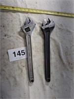 Two blue point 15" adjustable wrenches