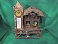 COTTAGE FOLK ART CLOCK AND THERMOMETER 9"X12"X6"