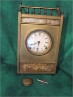 EARLY METAL AND MARBLE FRENCH CLOCK 1890S 8"X15"4"