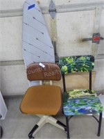 2 chairs & ironing  board