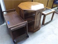 2 end tables & rolling stand