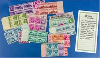 Stamps 50 3¢ Commemorative Blocks 30's & 40's