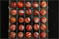 25 Red & White Patch Marbles
