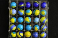 Lot of 25 Blue & Yellow Marbles