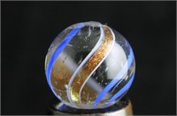 Clear Blue & White Lutz Marble 17mm