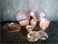 Baby pink depression glass dishes