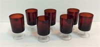 Vintage French Ruby Wine Glasses K16D