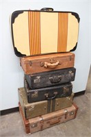 Stack of 6 Vintage Suitcases